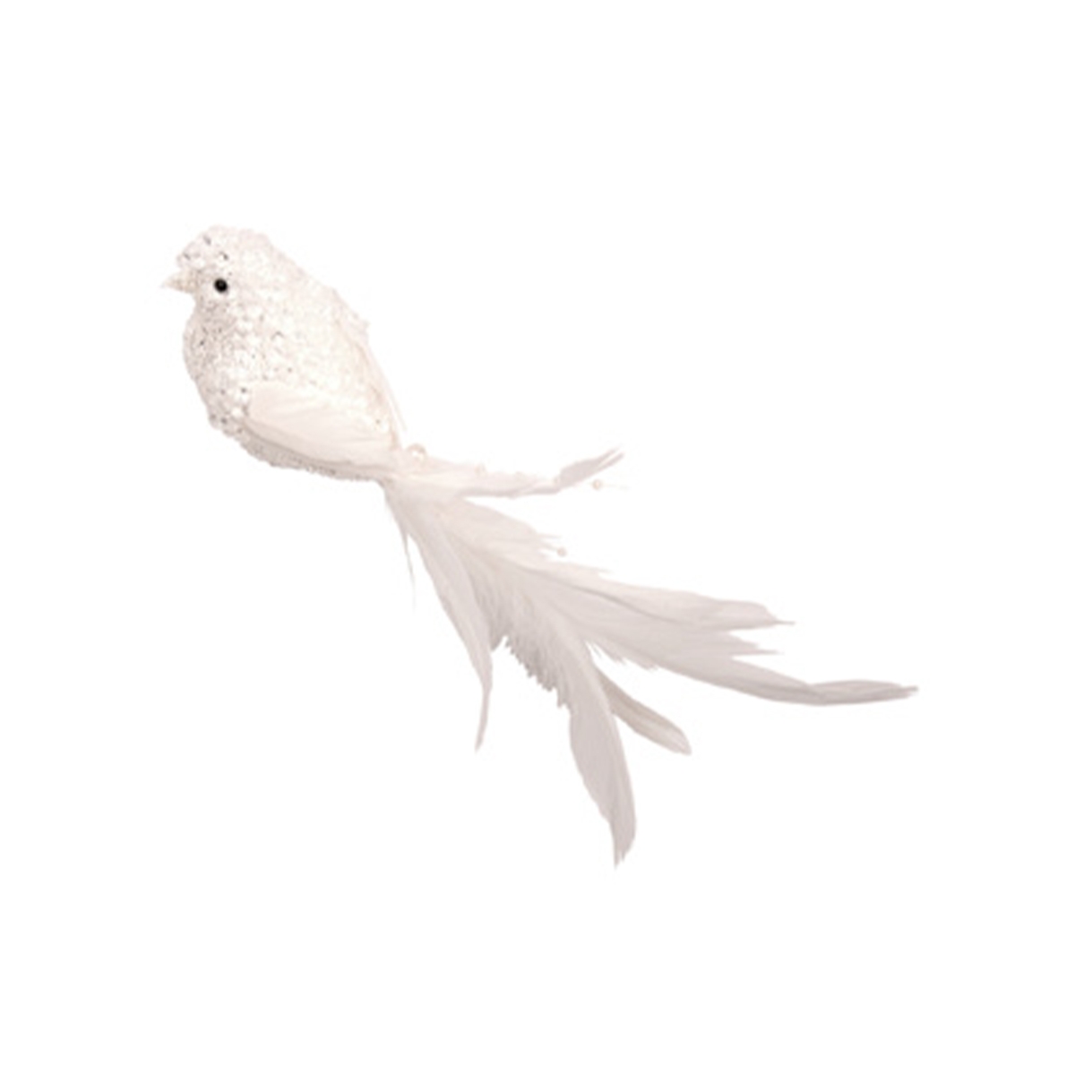 Ptáček dekorační, závěsný, bílý, 20 cm
